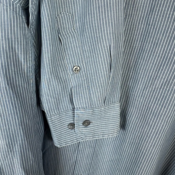 Horny Toad Mens Striped Button Down Shirt Blue White Long Sleeve Lightweight XXL - Picture 6 of 11